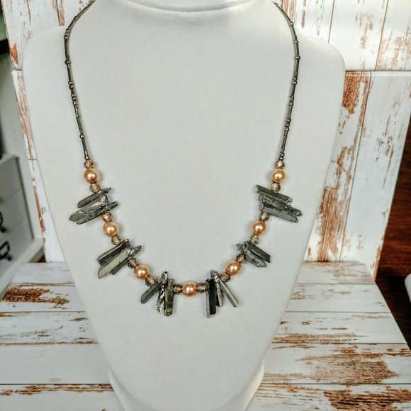 Artisan Crystal & Pearl Necklace - Picture 7 of 7